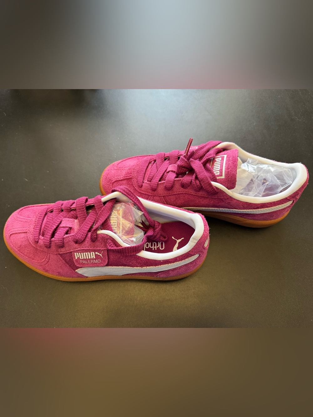 Puma Palermo Suede Sneakers in Fuchsia and White